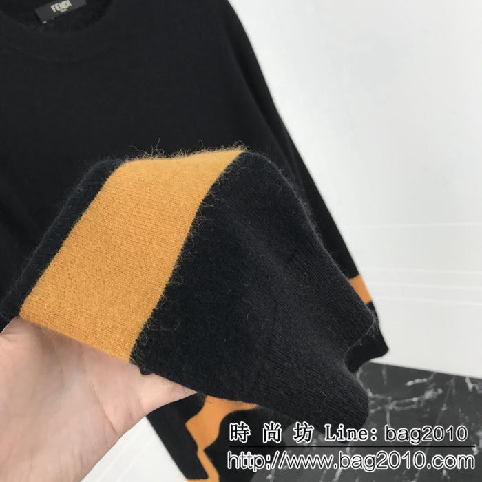FENDI芬迪 18ss秋冬新款 斜杠FF提花logo 手感柔軟舒適保暖 男款貂絨衫 45%貂絨55%羊毛面料 ydi2313